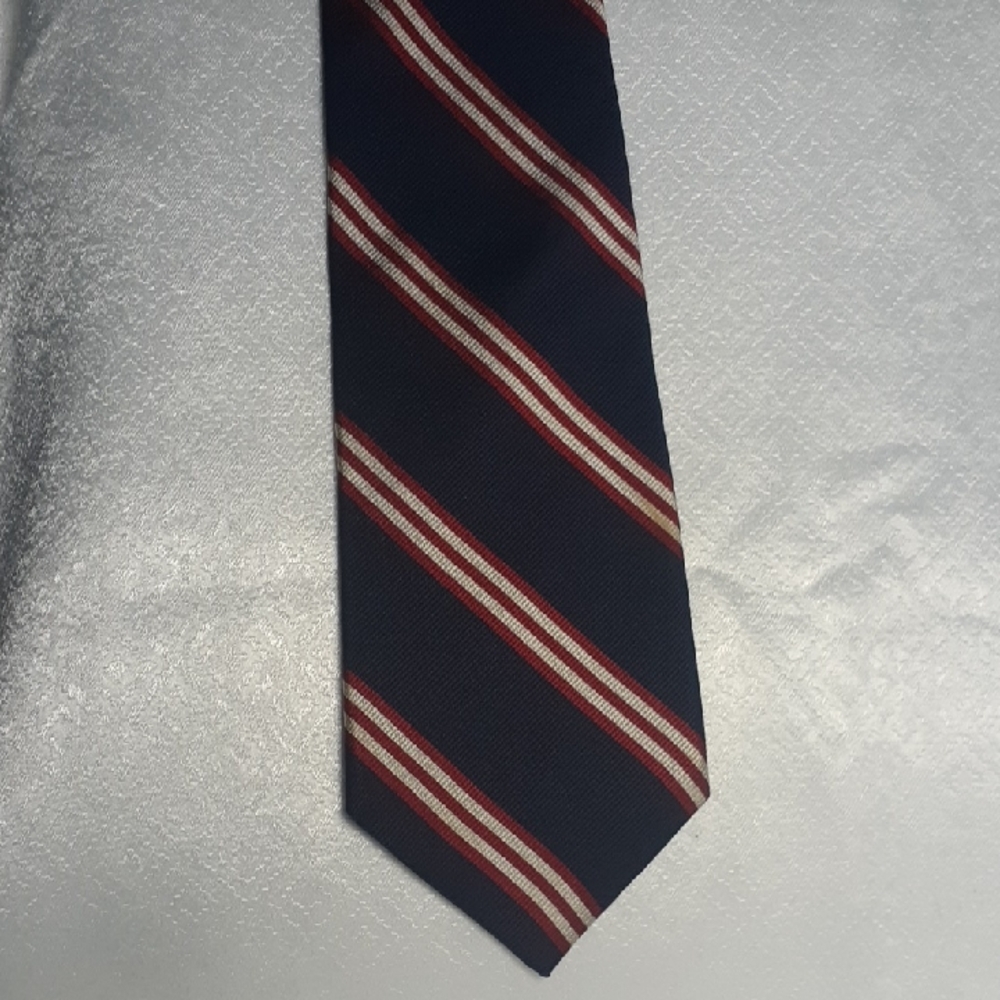 WoodWard Men's Vintage Classic Dark Maroon Red White Striped Tie